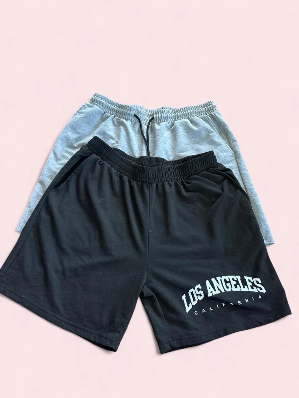 Women's Athletic Shorts Bundle — Black and Light Gray Casual Drawstring Shorts